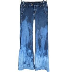 American Eagle Jeans Womens 6 Stretch Trousers Wide Leg Bleach Wash Low Rise
